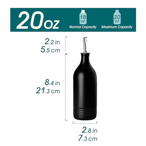 20 Oz Ceramic Olive Oil Dispenser Bottle (20 Ounces / Black)