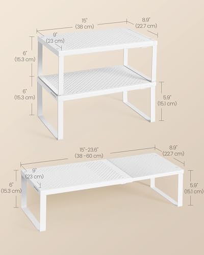 Spice Rack Expandable Kitchen Countertop Shelf (Matte White / Set of 3)