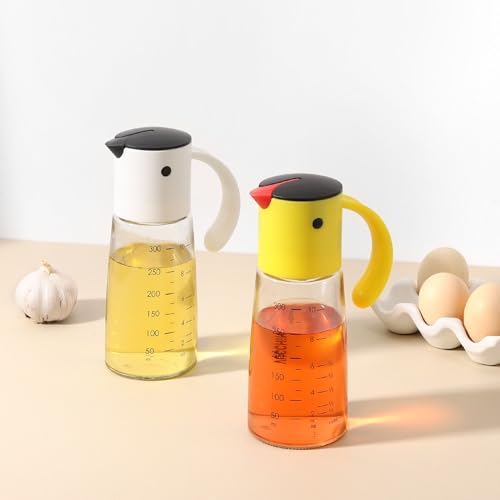 Olive Oil Dispenser Bottle Auto Flip 10 oz (White)