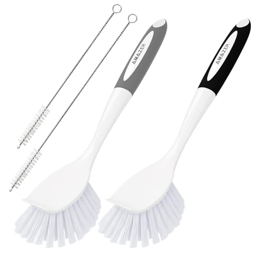 Dish Brush with Handle (Gray+black / 4 Pack)