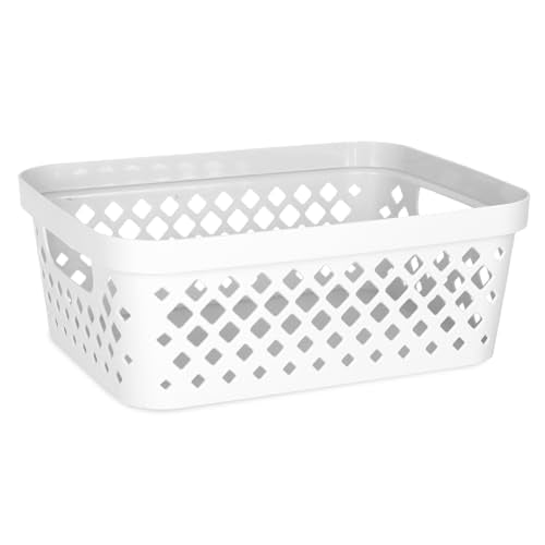 Plastic Storage Basket Set (White / 2 Gallon)