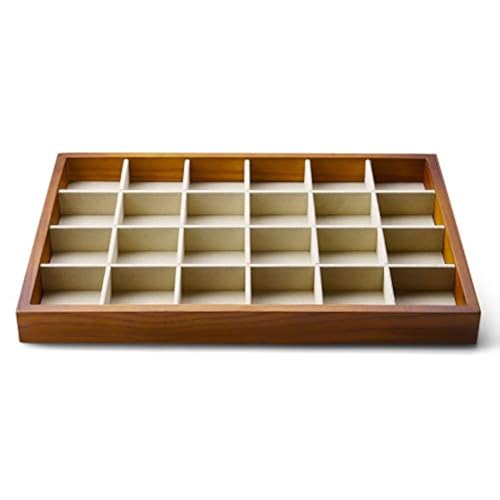 Solid Wood Jewelry Tray (Creamy-white 24 grid tray)