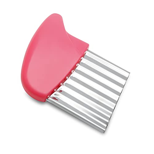 Stainless Steel Potato Crinkle Cutter Knife (Pink)