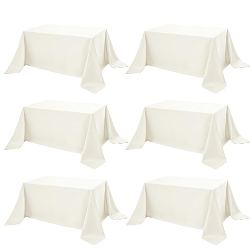 6 Pack Ivory Tablecloths for Rectangle Tables (Ivory / 90x156 In, 6 Pack)