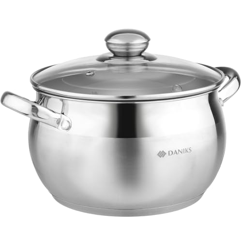 Classic 4 Quart Stainless Steel Stock Pot with Glass Lid (4 Quarts)