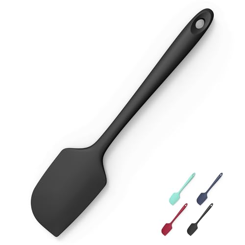600°F Heat Resistant Silicone Large Spatula (11.4in (Flat Spatula) / Black)