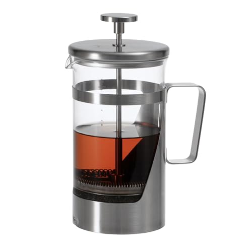 THSV-4-HSV Hairline Silver Pressed Coffee, Heat Resistant Glass, Stainless Steel, Practical Capacity, 20.3 fl oz (600 ml) (600mL / Silver)