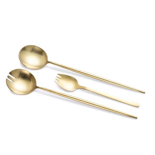 8 Piece Gold Salad Serving Set (Salad Servers Set include 6 Forks gold)
