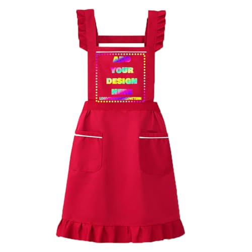 Personalized Custom Aprons Custom Adjustable Kitchen Cooking Aprons Hair Stylist Cafe Work Aprons For Men And Women (Red 2)