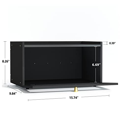 Black Bread Box for Kitchen Countertop