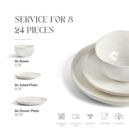 Mirella 24 Piece Dinnerware Set Stoneware (White / 24-Piece - Service for 8)