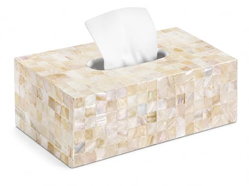 Handmade Mother of Pearl Tissue Box (White Cream (Standard 9.8"x5.5"x3.9"h))