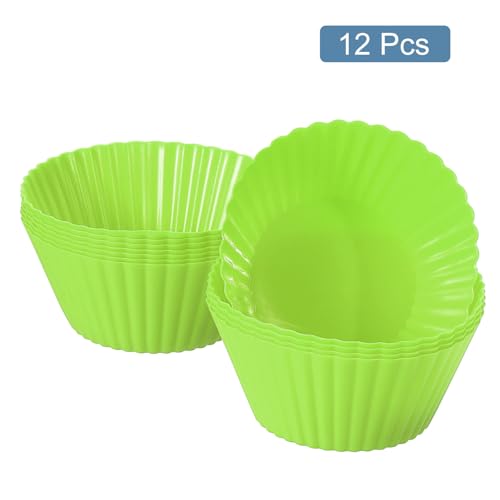 12Pcs Silicone Cupcake Liners (Green / 2")