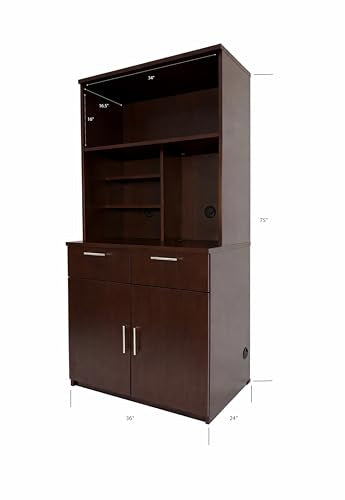 Single Door Microwave Hutch Cabinet for Office Breakroom (36" W – Door + Hutch)