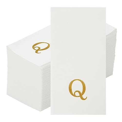 Paper Rectangle Gold Letter Q Linen (Gold / 2000 Count / Q)