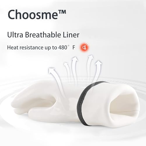 Oven Gloves Liquid Silicone Gloves Food Grade Heat Resistant Mitts with Fingers (Large)