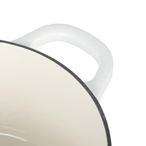 Artisan 5 Quart Round Dutch Oven (Matte Linen White w/ Gold Knob / 5-Quart)