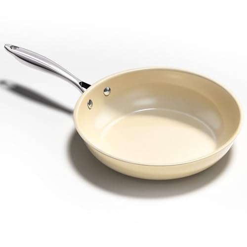 Nonstick Ceramic Frying Pan Skillet (Cream / 11-inch)