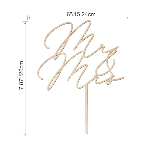 Mr & Mrs Wedding Cake Topper in Wood (Oak Finish D1)