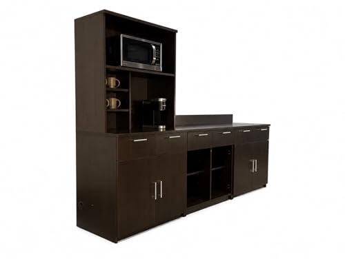 3 Door Breakroom Hutch Cabinet with Microwave Space (108" W – 3 Doors + Hutch)