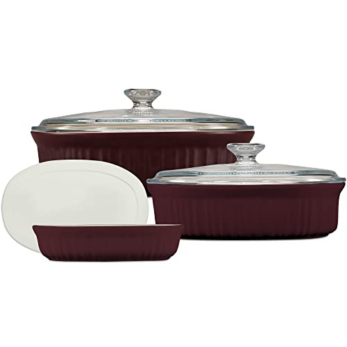 Ceramic Bakeware Set with Lids (French Cabernet / 6 PIECE)