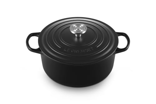 Enameled Cast Iron Round Dutch Oven (Licorice/Crucible Knob / 5.5 Qt)