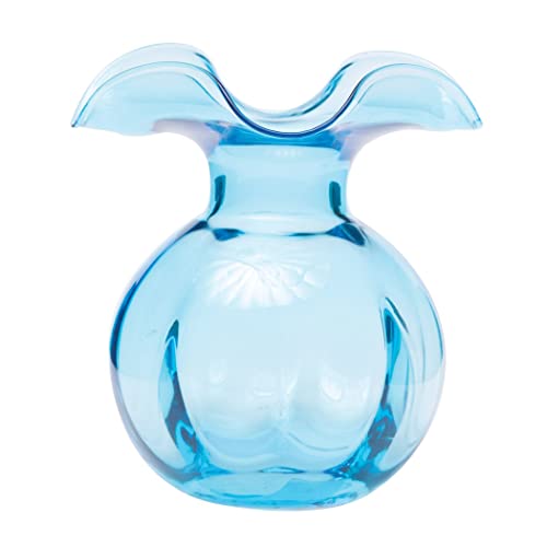 Hibiscus Glass Aqua Medium Fluted Vase (Medium / Aqua)