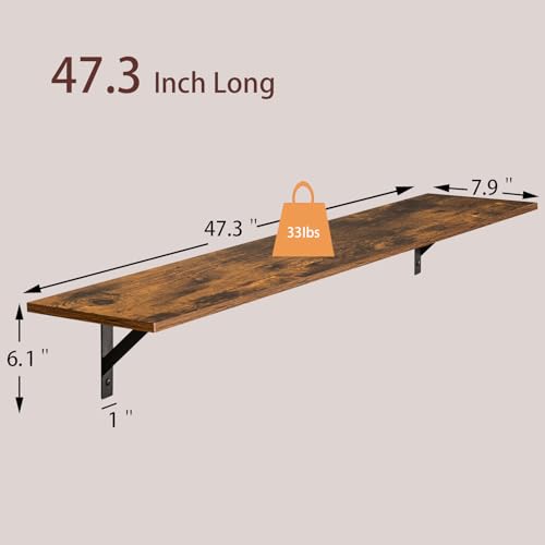 Long Wall Shelves (Rustic Brown / 47.3 Inch)