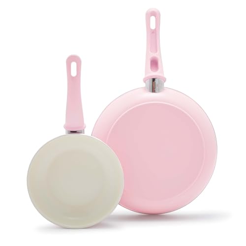 Non Stick Fry Pan Set (7" & 10" Frying Pan Skillet Set / Pink)