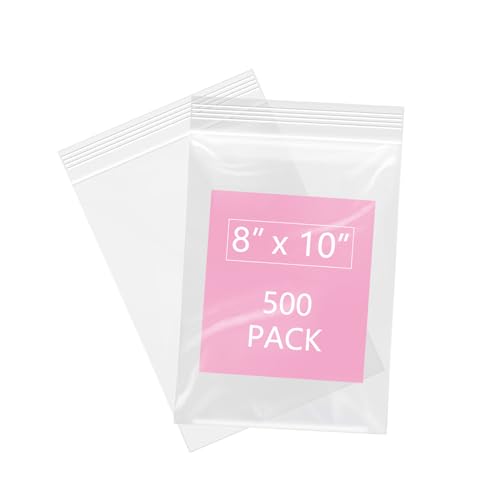 500 Pcs 8" x 10" Plastic Zip Poly Bags (500 Count)