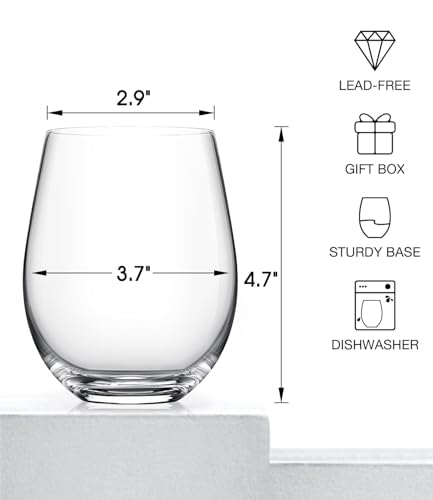 Stemless Wine Glasses Set of 2 (Set of 2-18oz)