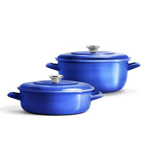 3.7QT & 5.5QT Dutch Ovens with Lids (Cobalt Blue)