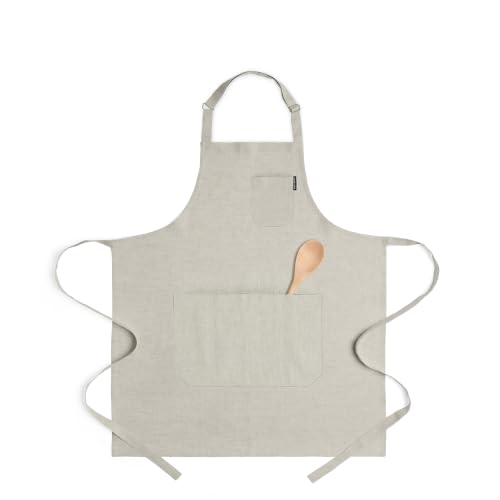 100% Pure Linen Apron Natural (Light Natural / 33 X 30 Inch)