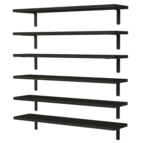 24'' Long Floating Shelves for Wall Decor & Storage (24 Inch / Black)
