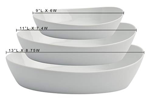 Denmark White Porcelain Chip Resistant Scratch Resistant Commercial Grade Serveware (3 PC OVAL SERVING BOWL)