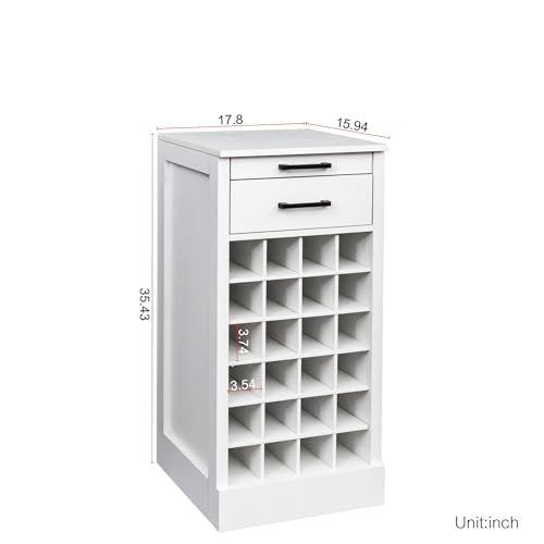 6 Tier Wine Rack Freestanding Floor with 2 Drawers (24 Bottles / White)