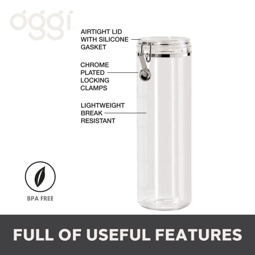 Tall Clear Plastic Canister with Clamp Lid (58-Fluid Ounce / Canister)