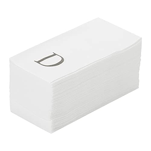 Paper Rectangle Silver Letter D Linen (Silver / 50 Count / D)