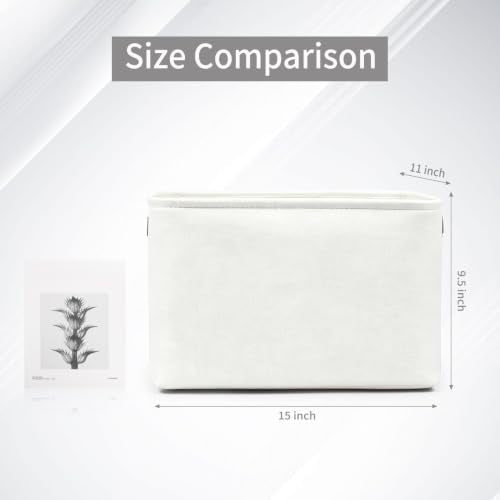 Storage Bins Large Fabric Storage Baskets for Shelves 3 Pack (Full Off-White / Large -15"x11"x9.5")