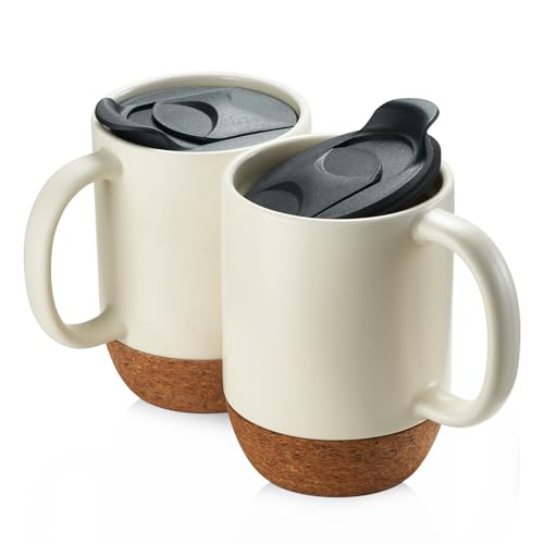 Coffee Mugs Set of 2 (Beige / 15 fl oz (Set of 2))