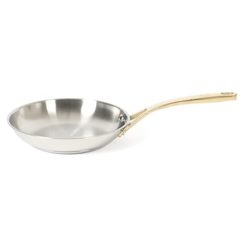 Castelle 8 Inch Stainless Steel Frying Pan with Gold (Stainless Steel W/ Gold Handle / 8" Frying Pan)