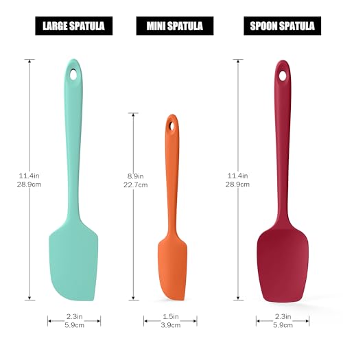 600°F Heat Resistant Silicone Spatula Scrapers (Set of 3 / Multicolor 4)
