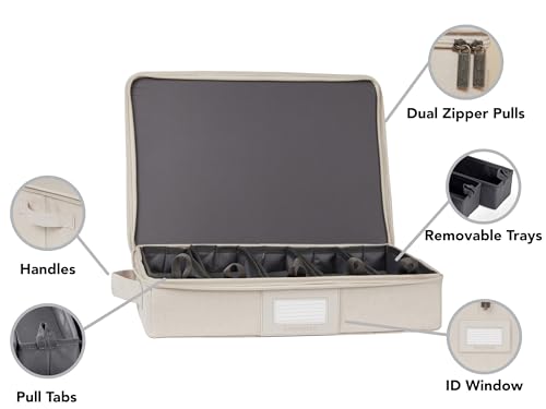 Flatware Storage Box with Removable Trays (Beige Heather / 15W x 11D x 3H)