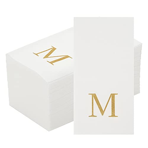Paper Rectangle Gold Letter M Linen (Gold / 2000 Count / M)