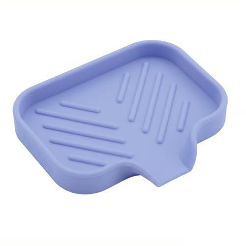 Silicone Soap Dish with Drain Spout (Light Purple / S(4.9"×3.2"))