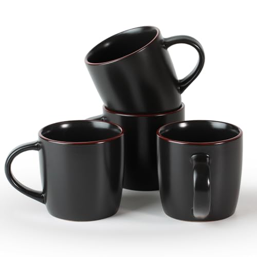 Mercury Coffee Mugs 13 oz (Mercury-Black / 4 Count (Pack of 1))