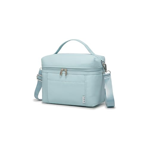 NOL Insulated Lunch Bags for Women Cooler Bag Lightweight Nylon Waterproof Lunch Box for Work Small Light Blue 4L