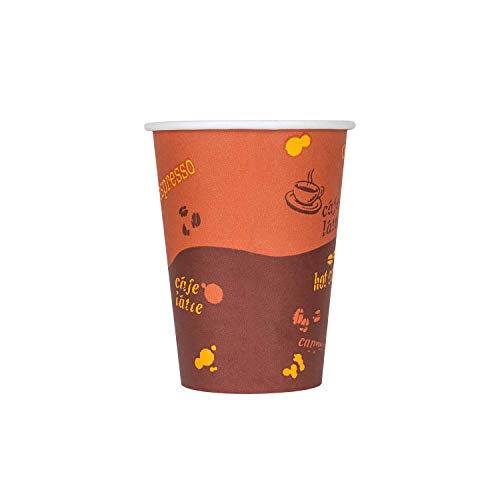 12 oz Paper Hot Coffee Cups [1000 ct] Disposable (12 OZ / Café Theme)