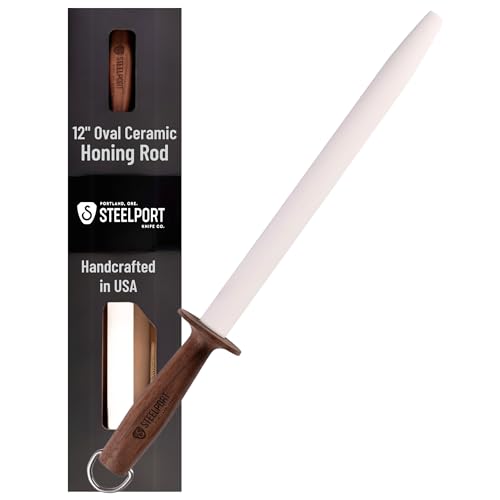 12" Oval Ceramic Honing Rod for Carbon & Stainless Steel Knives