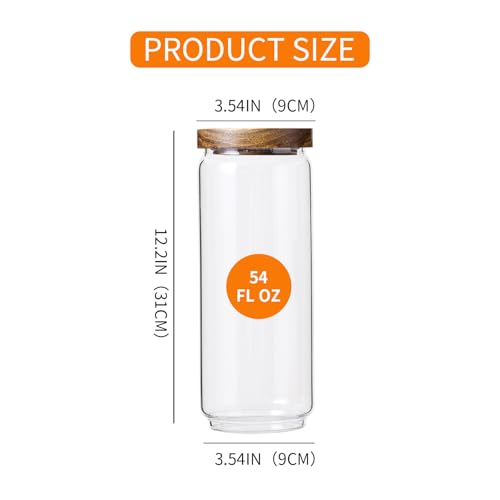 54 Oz Tall Glass Jars with Airtight Wood Lids (54 OZ SET OF 3)